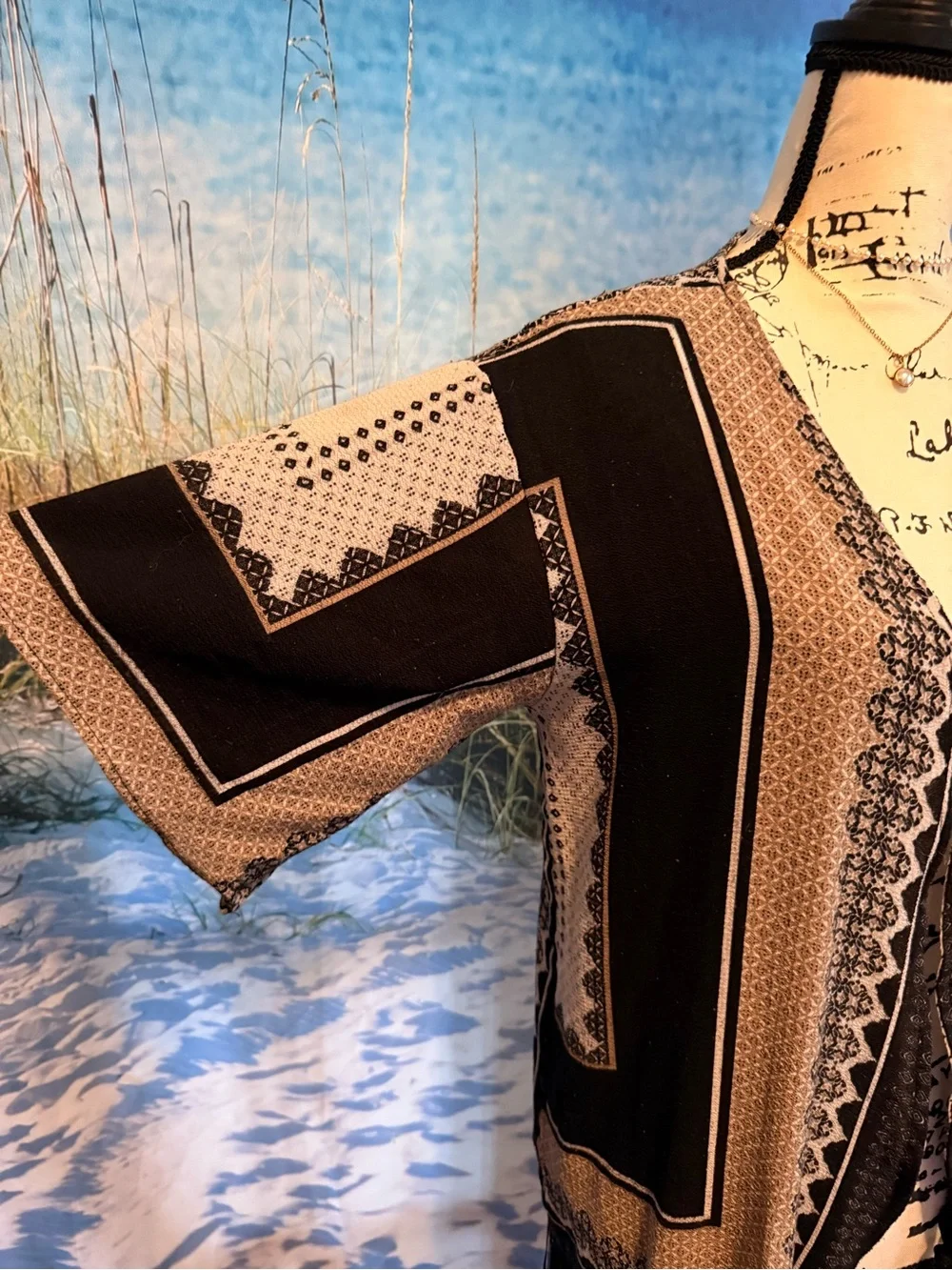 Sweet Rain Black and Tan Fringe Kimono Cardigan